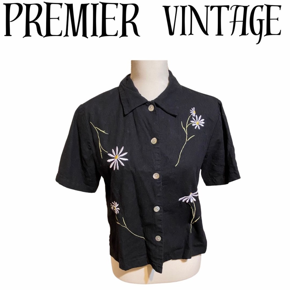 Y2K Vintage Womens Button up Linen Blend